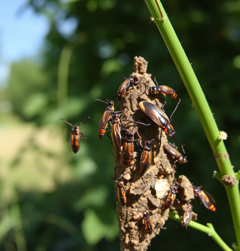Close-up view of a termite damage on wooden structure