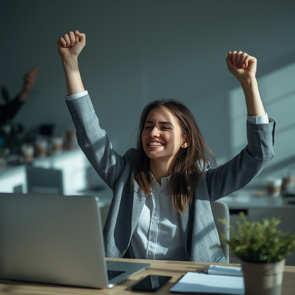 Person celebrating as they have the freedom to focus now they have Business IQ scaling their AI and automation.