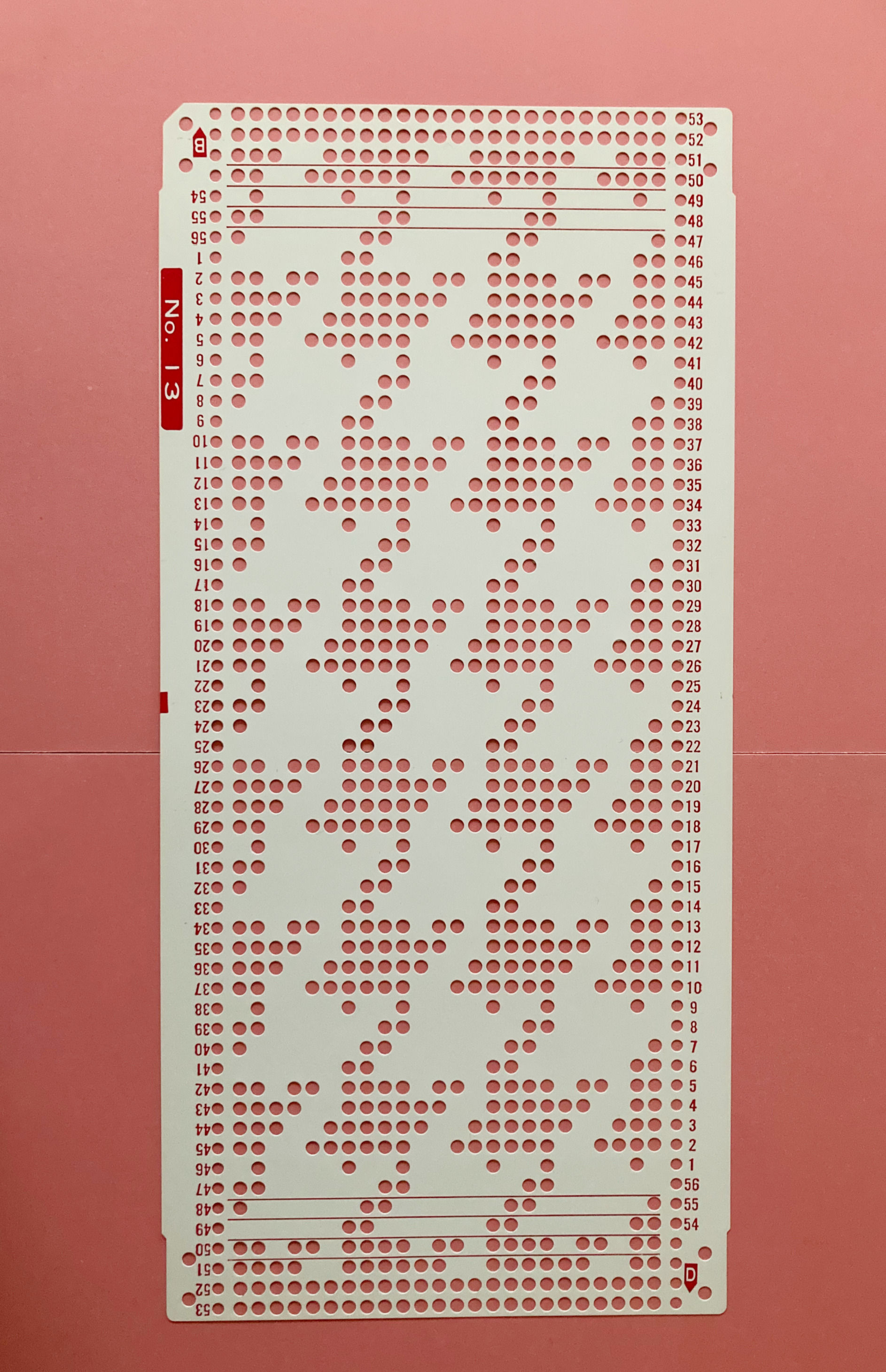 Punchcard for standart knitting machines, card No.13