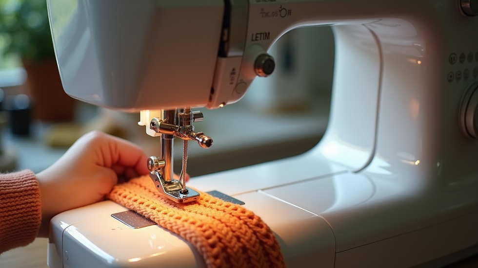High angle view of a beginner-friendly knitting machine with simple controls