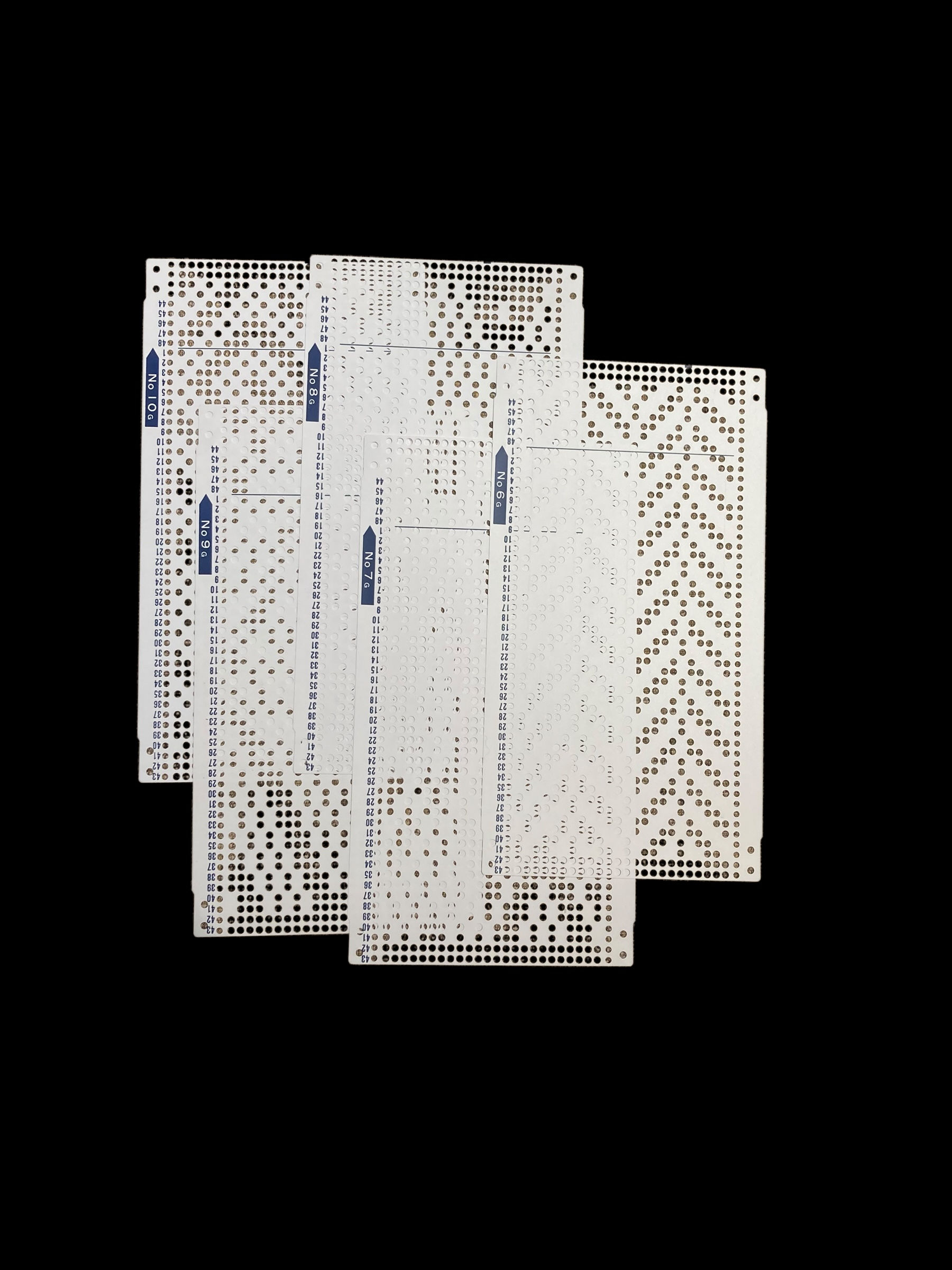 Punchcard set for standart gauge knitting machines, cards no.:6G-10G