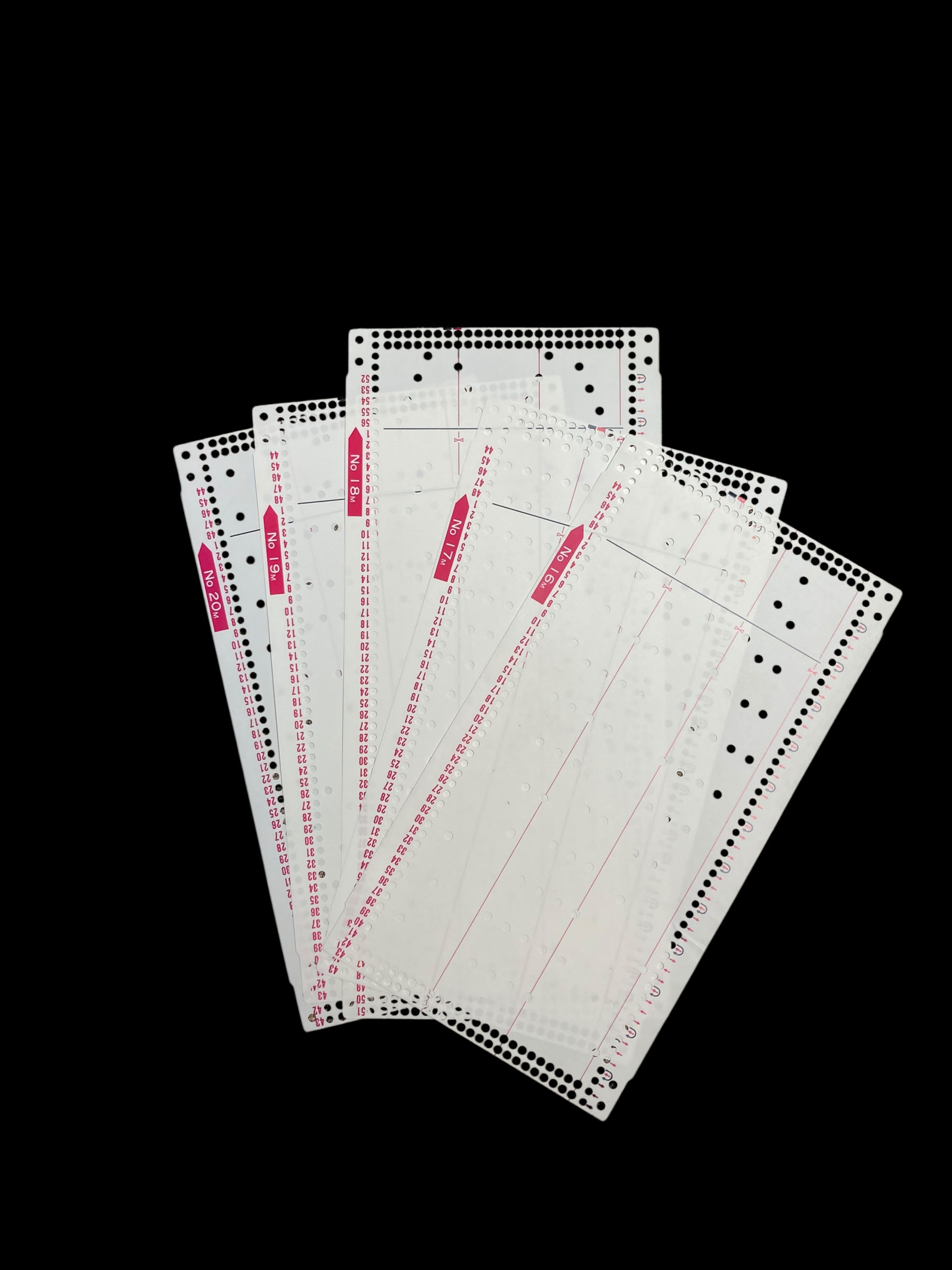 Punchcard set for standart gauge knitting machines, cards no.:16M-20M