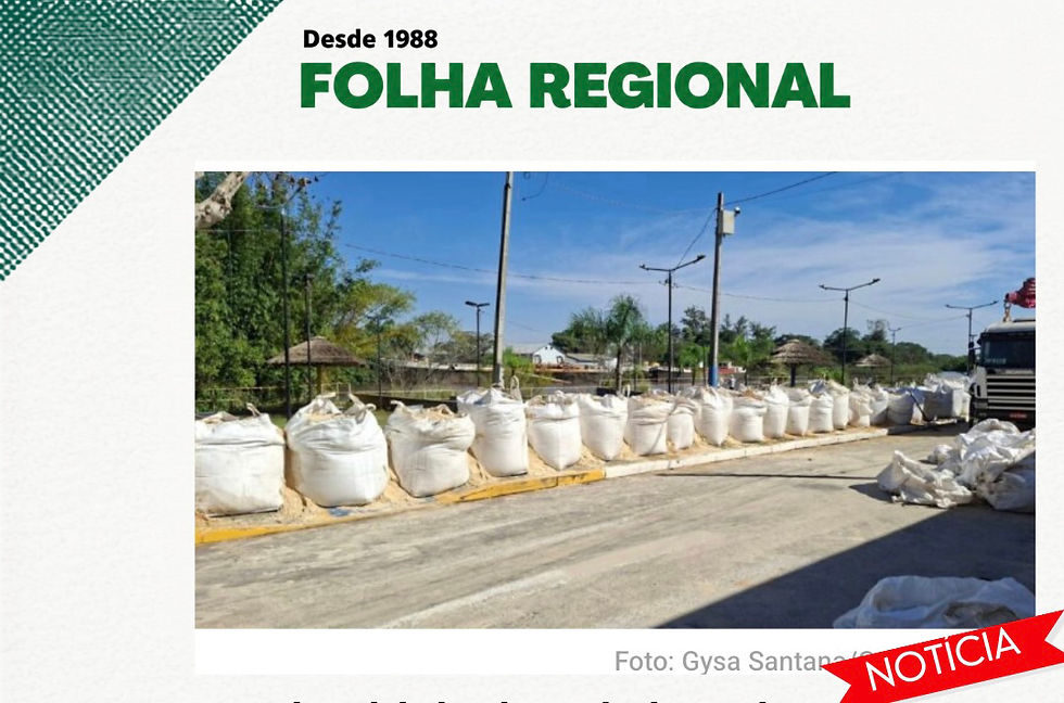 Município iniciou a colocação de 2,5 mil big bags de areia em áreas vulneráveis e mantém ações de prevenção diante da previsão de elevação do nível do rio.