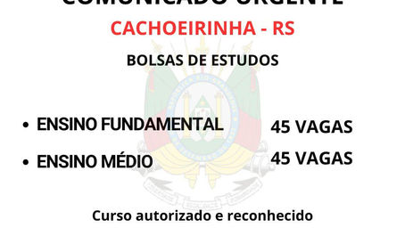 Cachoeirinha abre inscrições para bolsas de estudo para conclusão do Ensino Fundamental e Médio