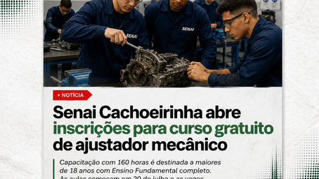 Senai Cachoeirinha abre inscrições para curso gratuito de ajustador mecânico