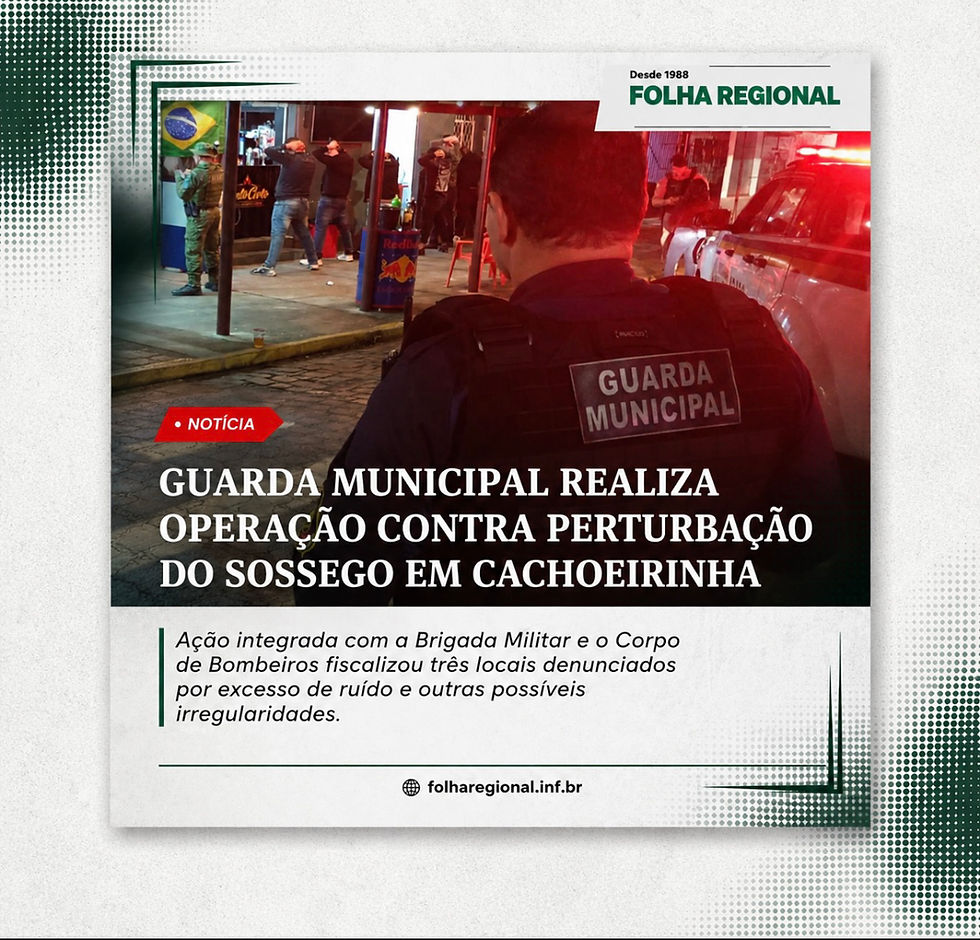 A Secretaria Municipal de Segurança Pública, por meio da Guarda Municipal, realizou no último sábado (11/07) a Operação Perturbação do Sossego, uma ação integrada voltada à preservação da ordem pública, ao cumprimento da legislação e à promoção da tranquilidade da população.