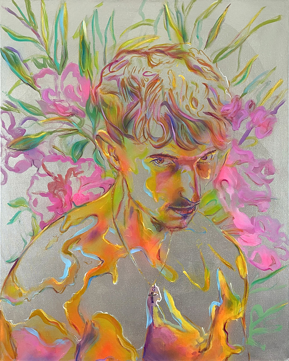 OLEANDER DARLING (Maxence) 2026, 100 x 80 cm, mixed media on canvas