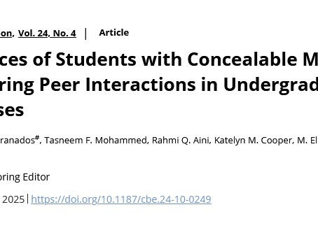 New publication! The Experiences of Students with Concealable Muslim Identities During Peer Interactions in Undergraduate Biology Courses