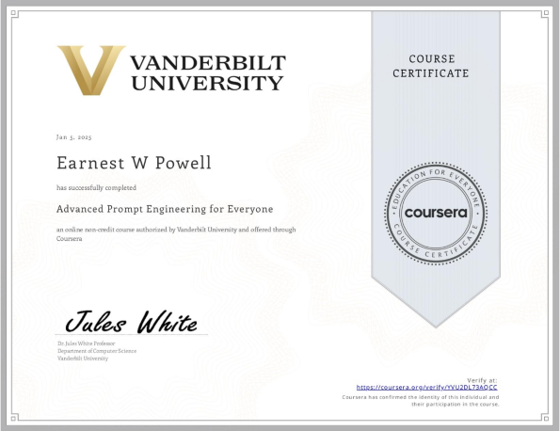 Vanderbilt Advanced Prompt Engineering for Everyone Professor Jules White January 5 2025.p