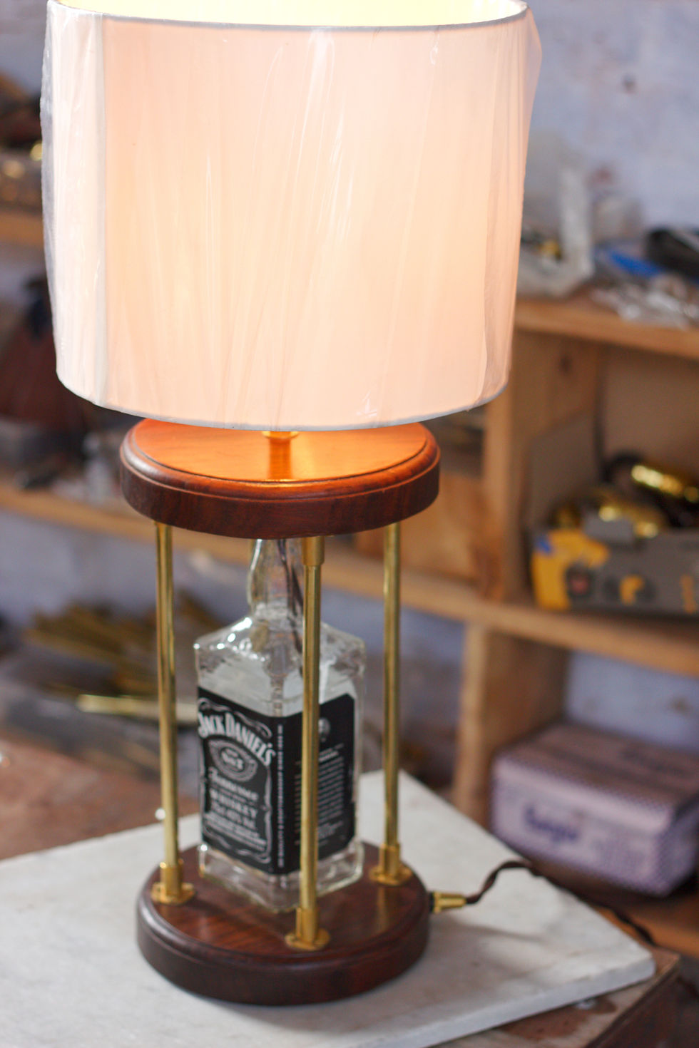 Jack Daniel Brass Caged Lamp