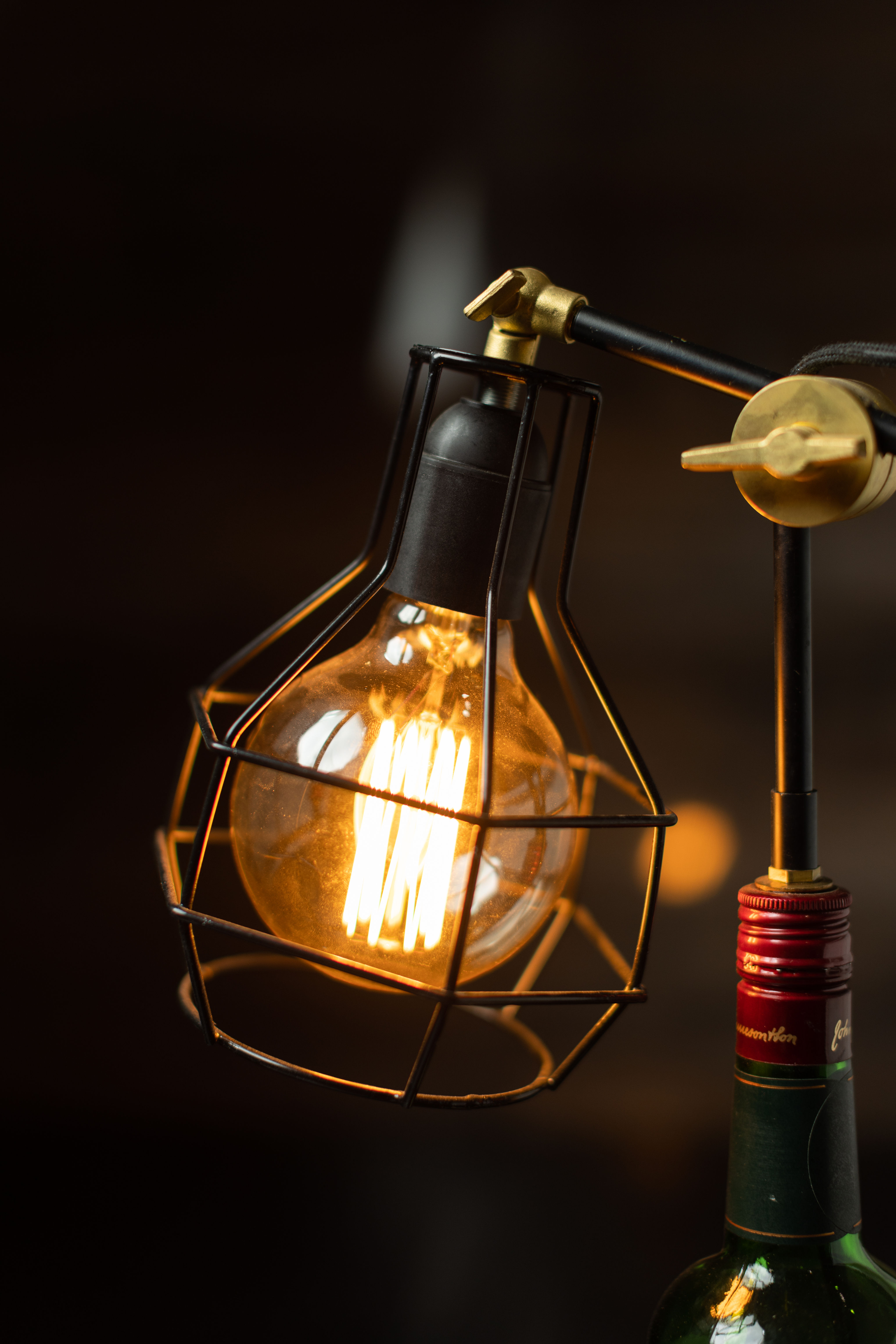 Upcycled Caged Liquor Lamp