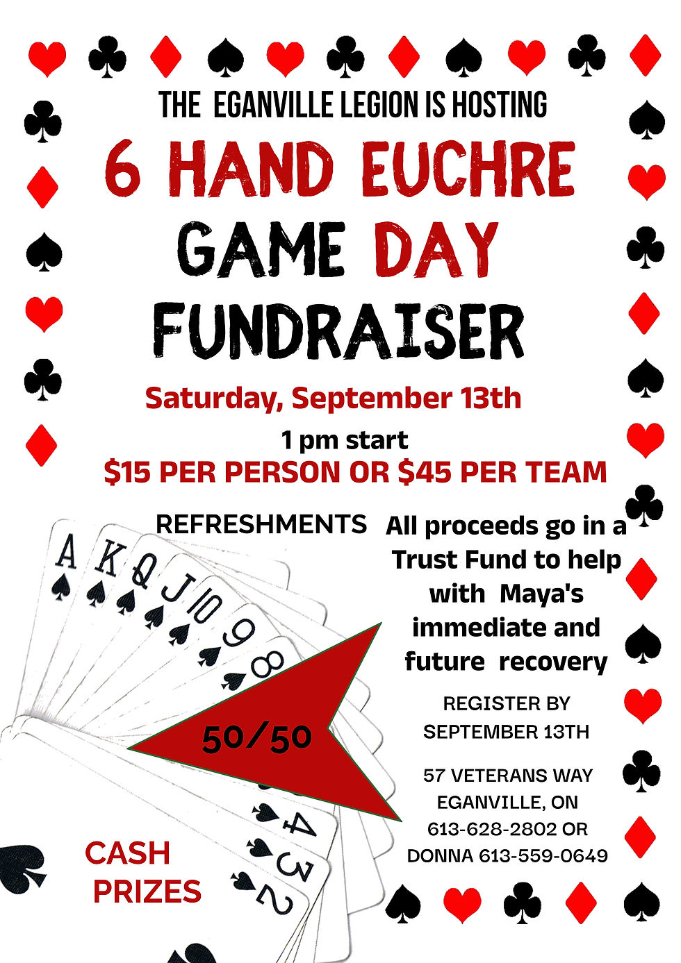 Eganville Legion 6 hand Euchre Tournament Fundraiser