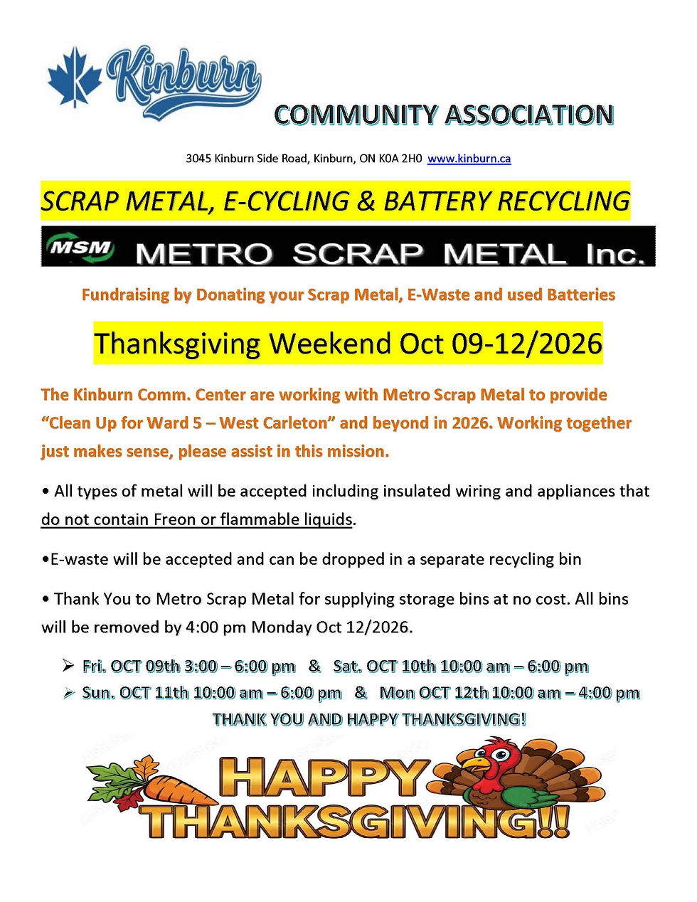 Kinburn Recycling Weekend