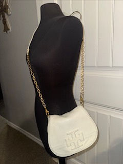 Thumbnail: Tory Burch saddle Crossbody Bag Small cream color Purse #032