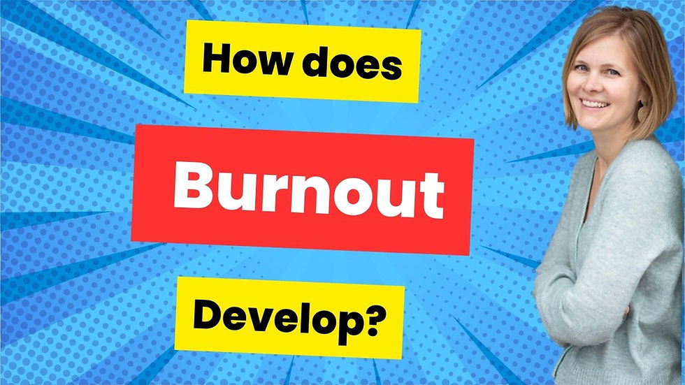 A picture of Dr Claire Plumbly and the words How does burnout develop?