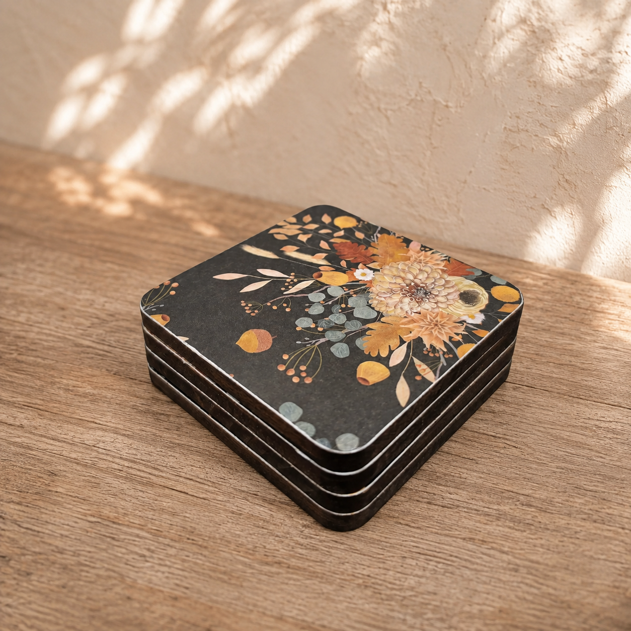 Moody Fall Floral Coasters Set of 4