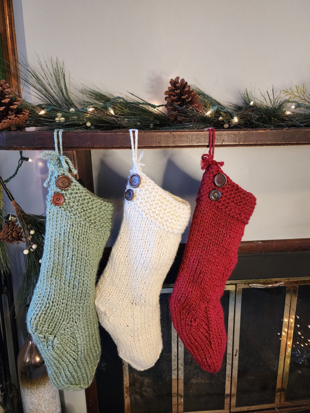Button Knit Christmas Stocking
