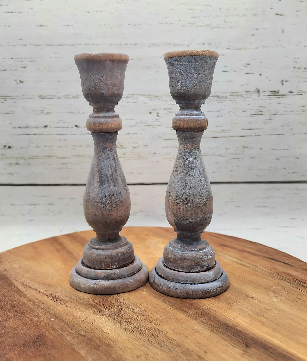 Thumbnail: Rustic Wooden Candlestick Holder