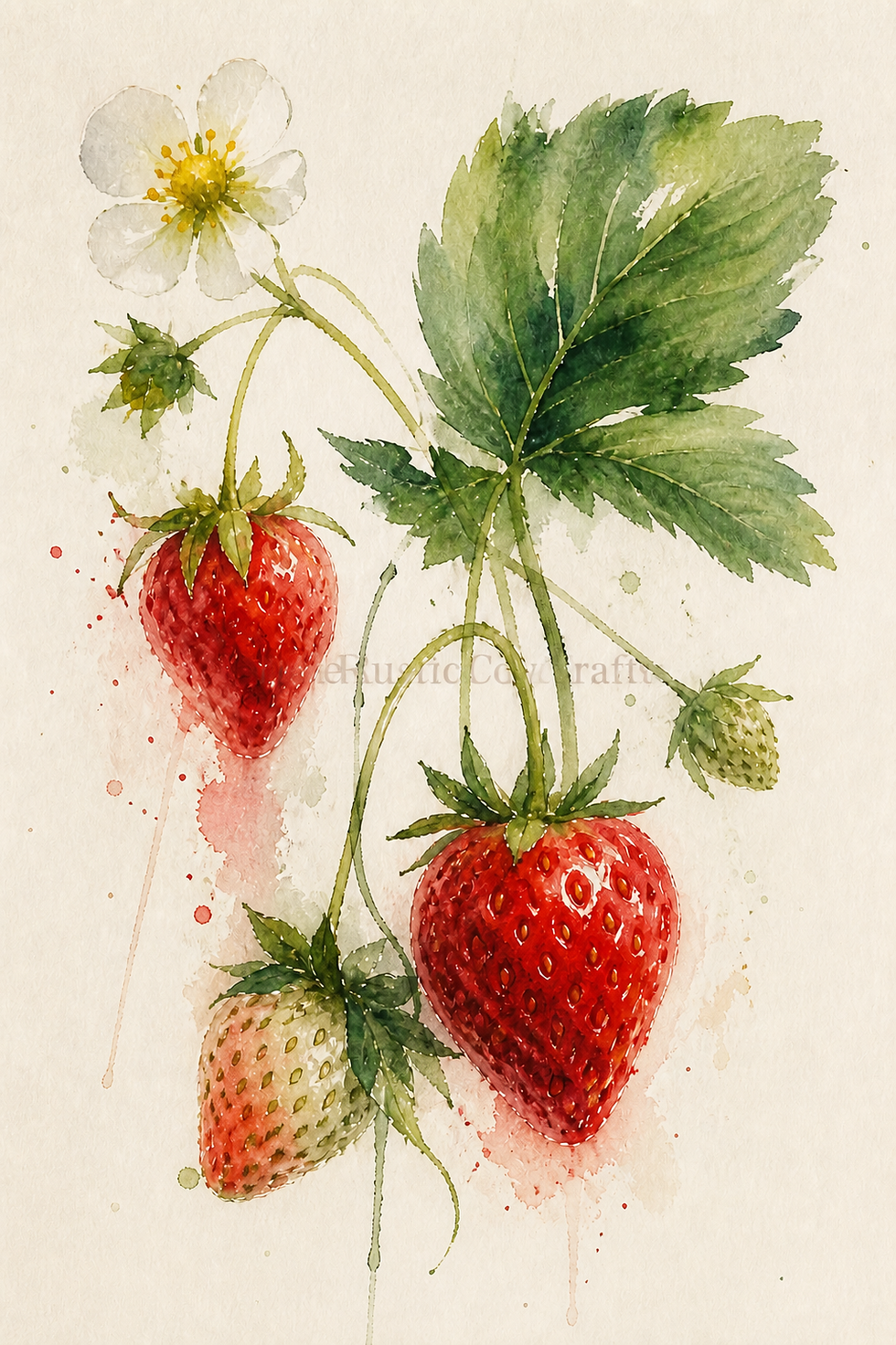 Thumbnail: Strawberry Botanical Watercolor Print