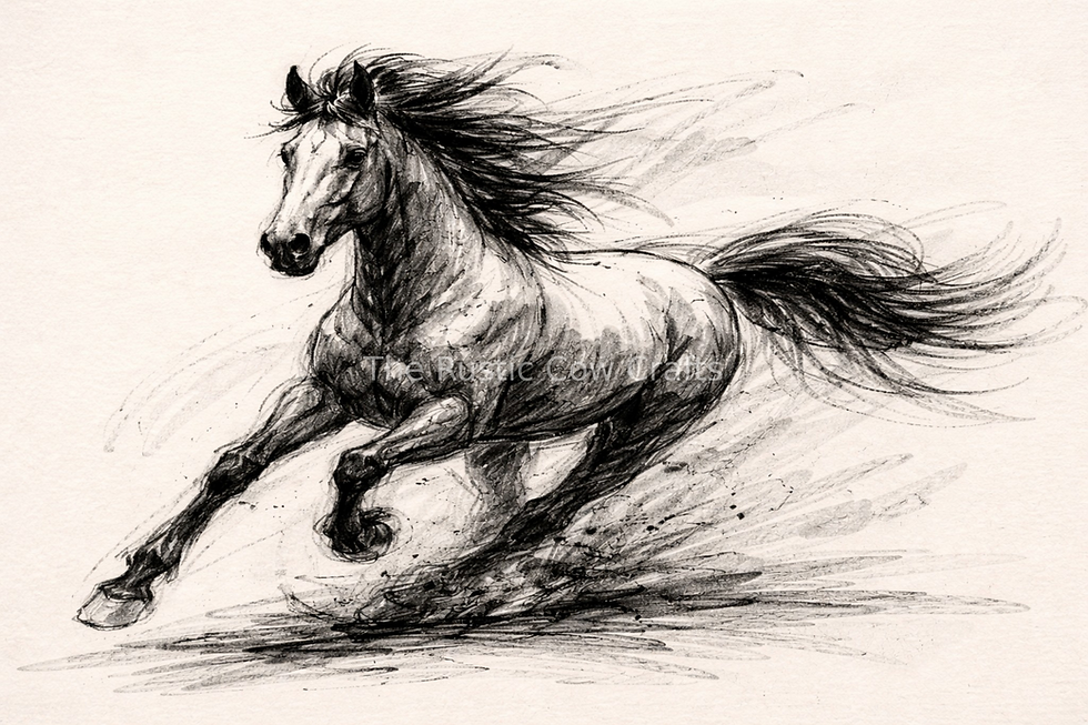 Thumbnail: Running Horse Charcoal Print