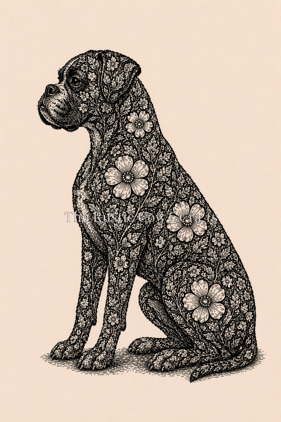 Thumbnail: Floral Boxer Dog Art