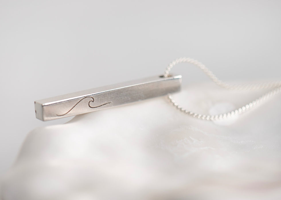 Thumbnail: Sterling silver engraved bar Tofino ~Wave