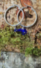 Gypsy Sterling Silver Earrings with SeaGlass /Cobalt 