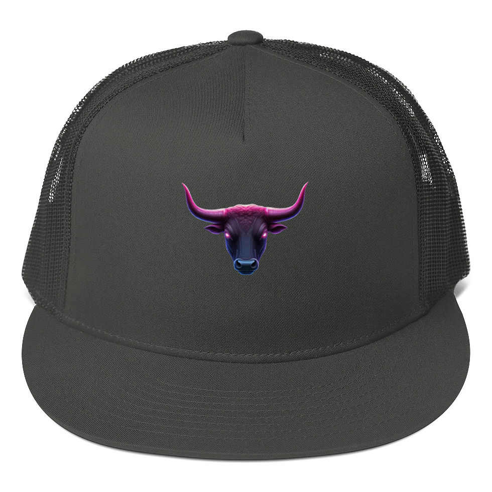 Thumbnail: Dark grey cap with bull graphic on the front, Thinking Cap Co.