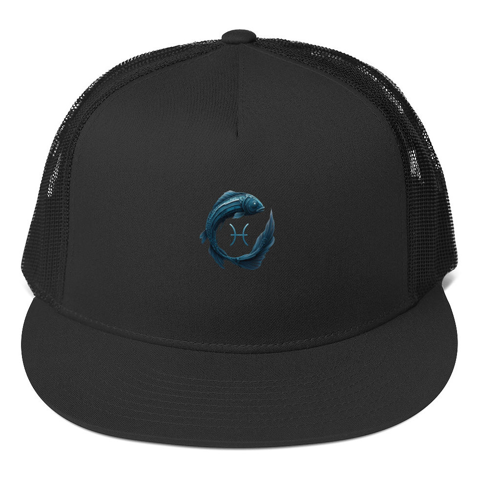 Thumbnail: Black hat with the Pisces symbol embroidered; Thinking Cap Co.
