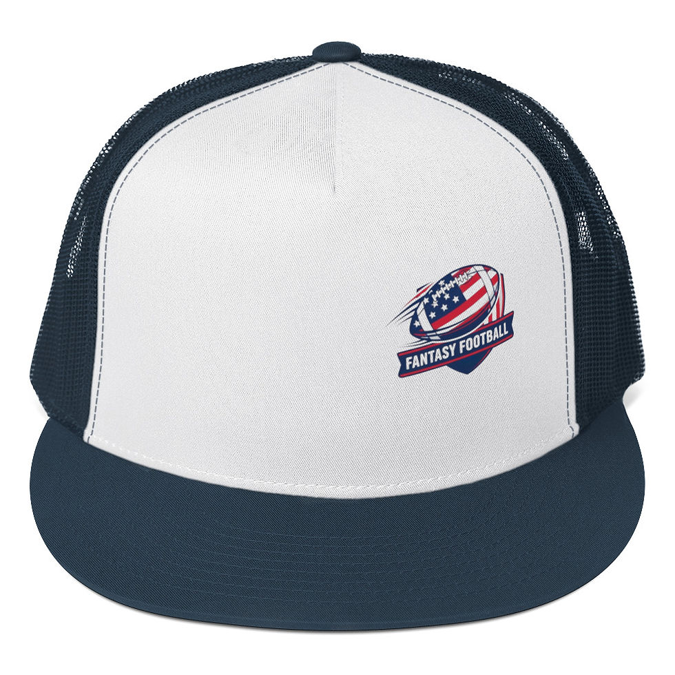 White and navy cap with American football logo that says Fantasy Football.