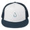 Thumbnail: Navy and white trucker hat with a blue fishing hook illustration.