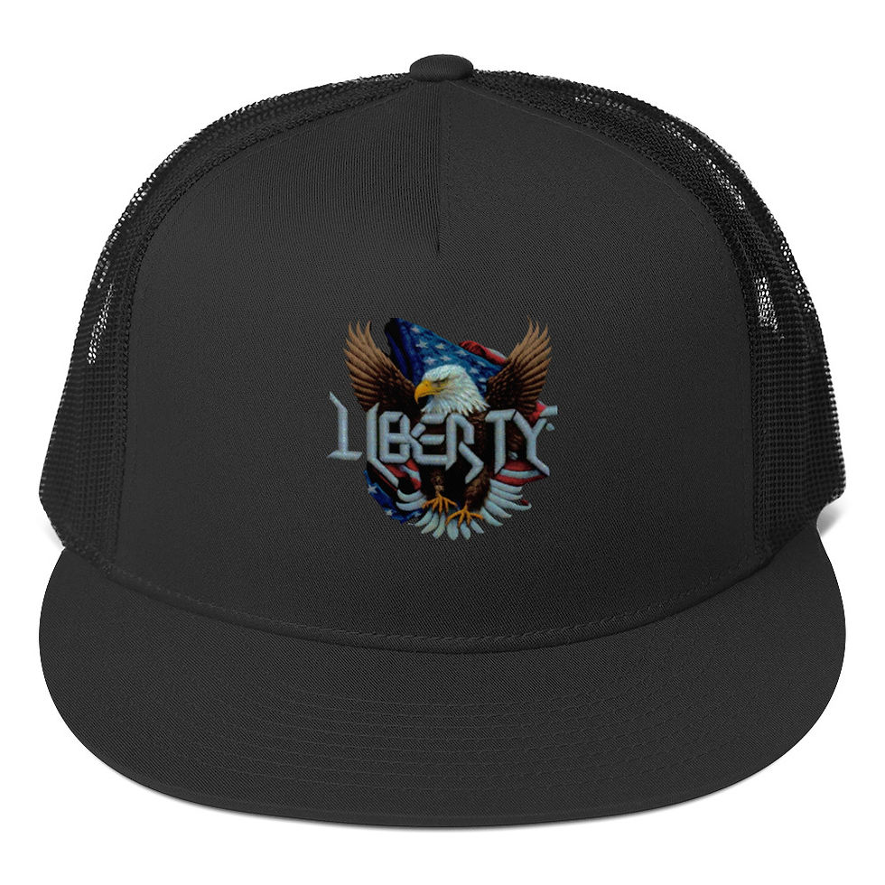 Thumbnail: Black baseball cap with eagle, flag, and the word Liberty.