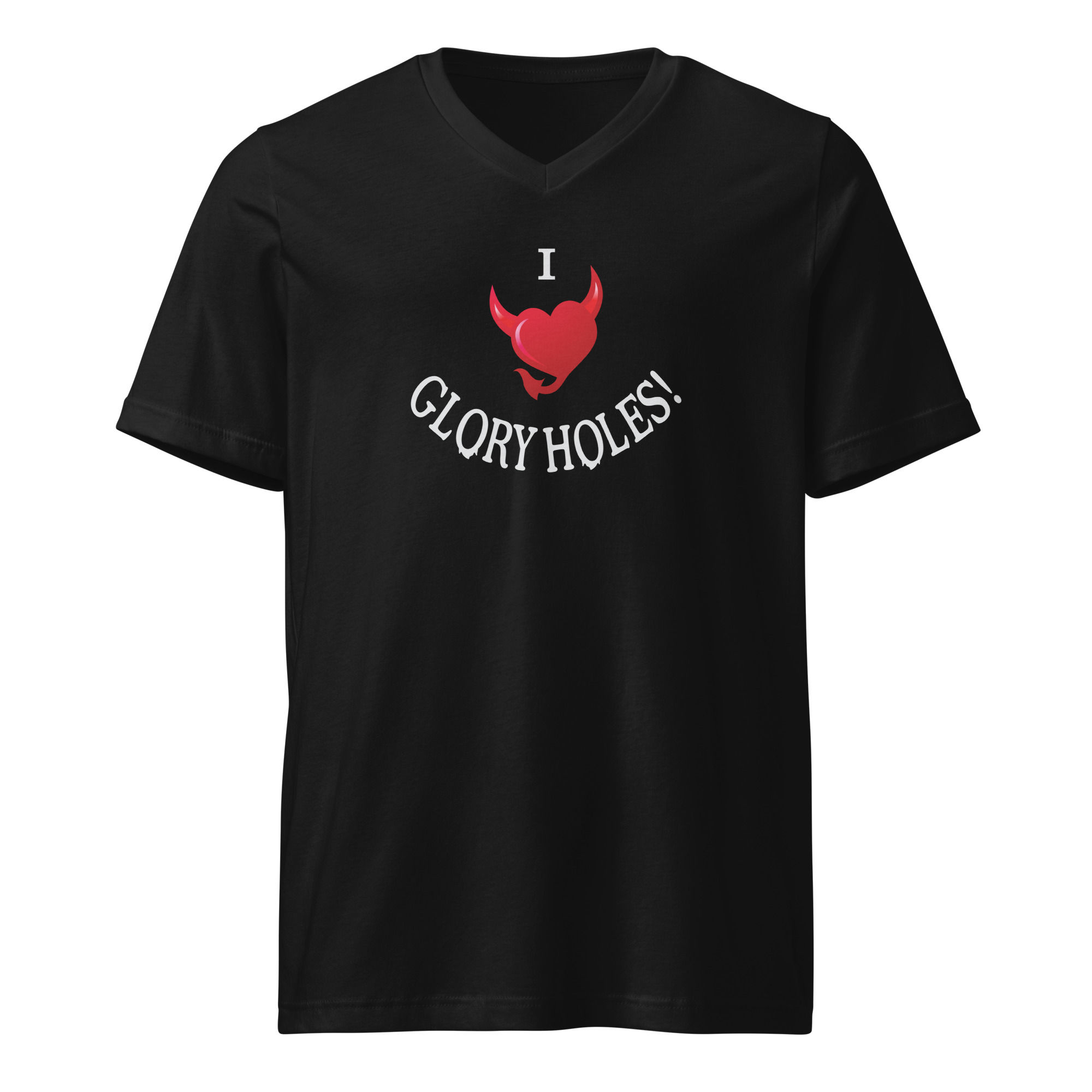 I heart Glory Holes Unisex Short Sleeve V-Neck T-Shirt