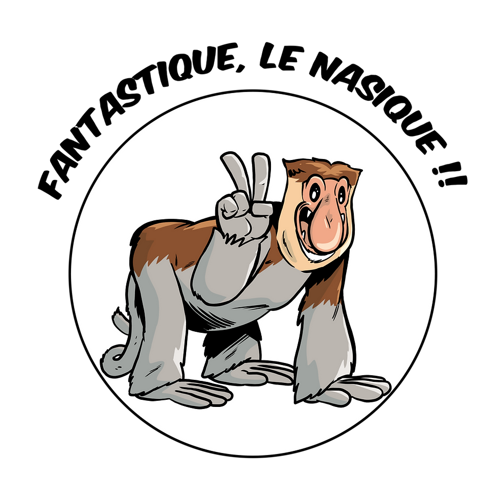 Dessin d'un singe nasique joyeux