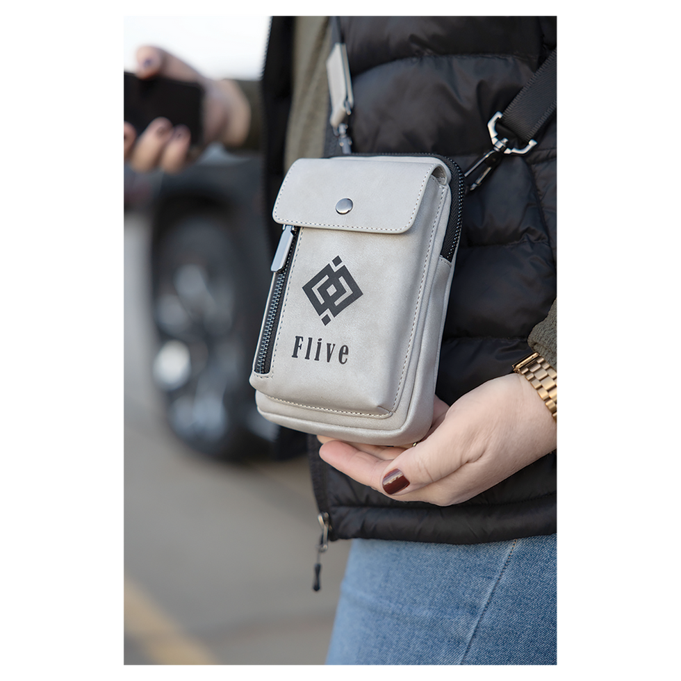 The Transit (Urban Crossbody Bag): Personalized Sage leatherette bag with permanent black laser engraving for the modern prof