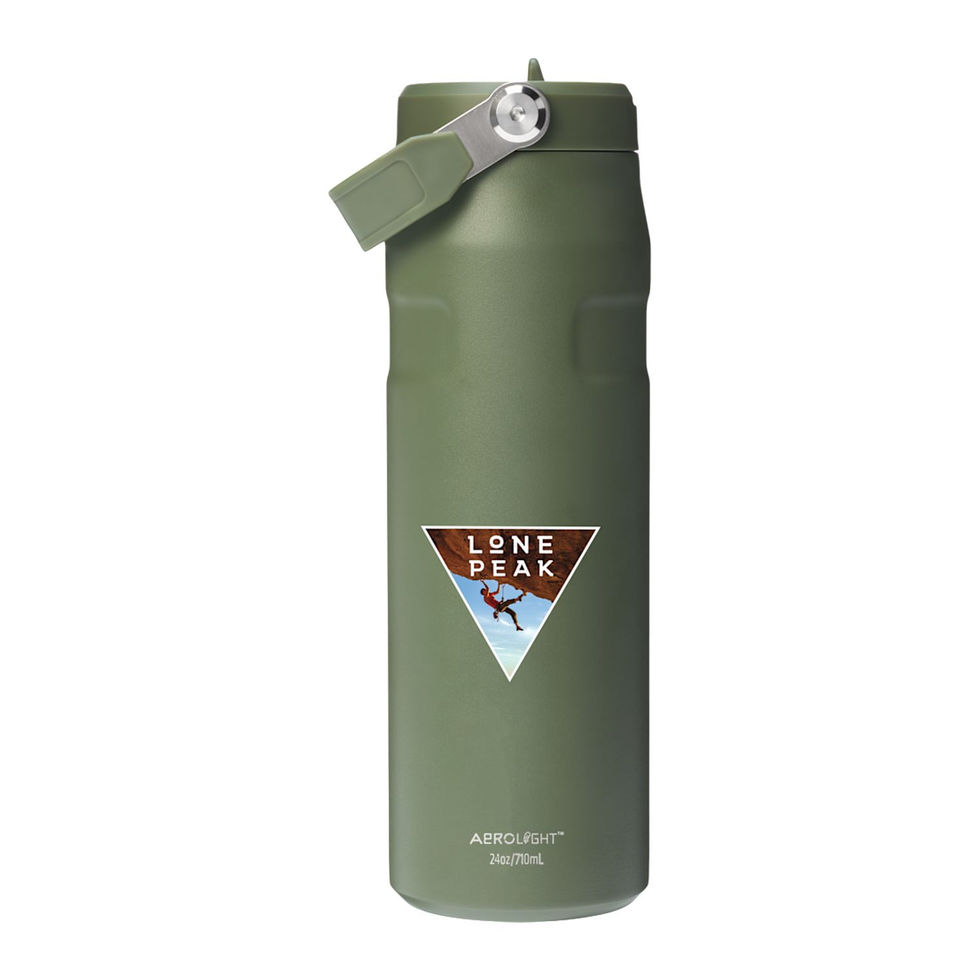 Dried Pine Stanley IceFlow AeroLight water bottle featuring a full-color UV printed corporate logo.