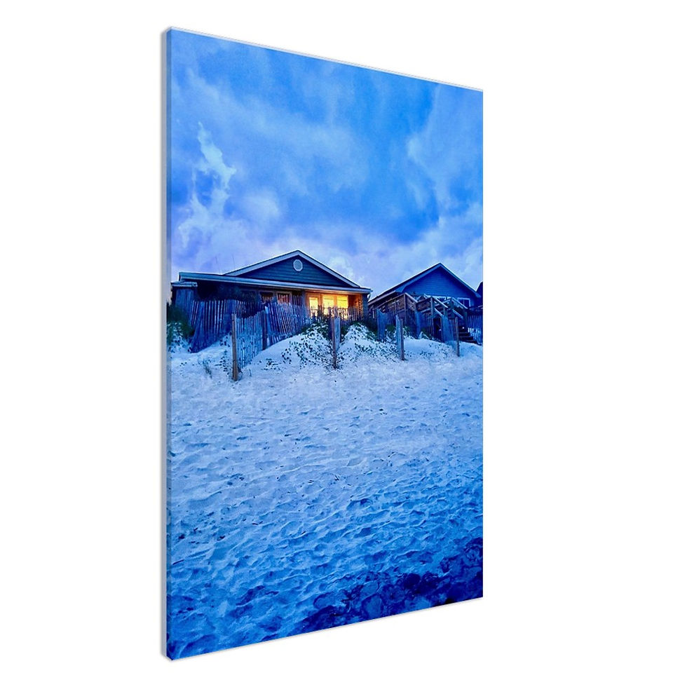 Beach house at dusk in Topsail NC