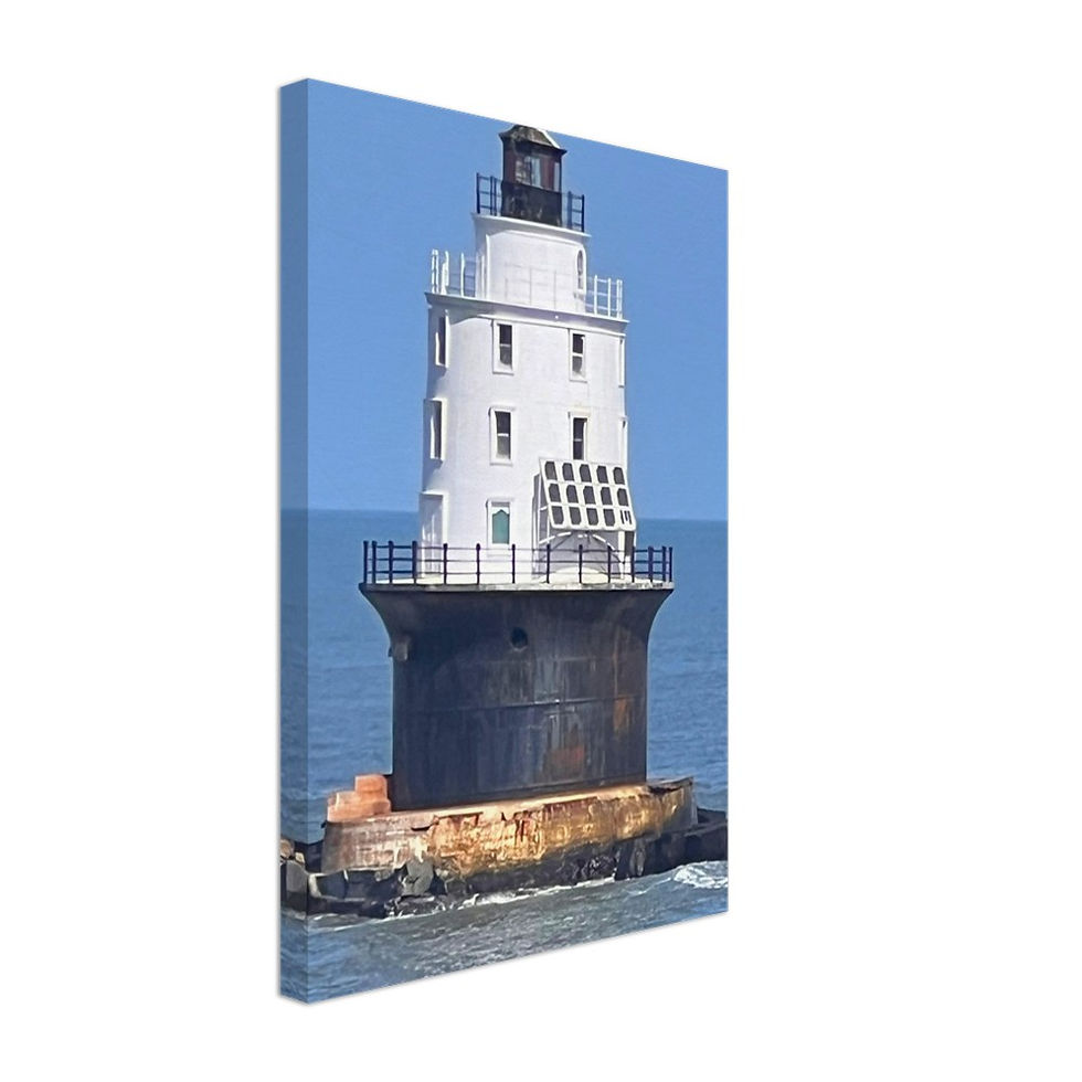 Thumbnail: Black and white lighthouse on Milton in the Delaware Bay