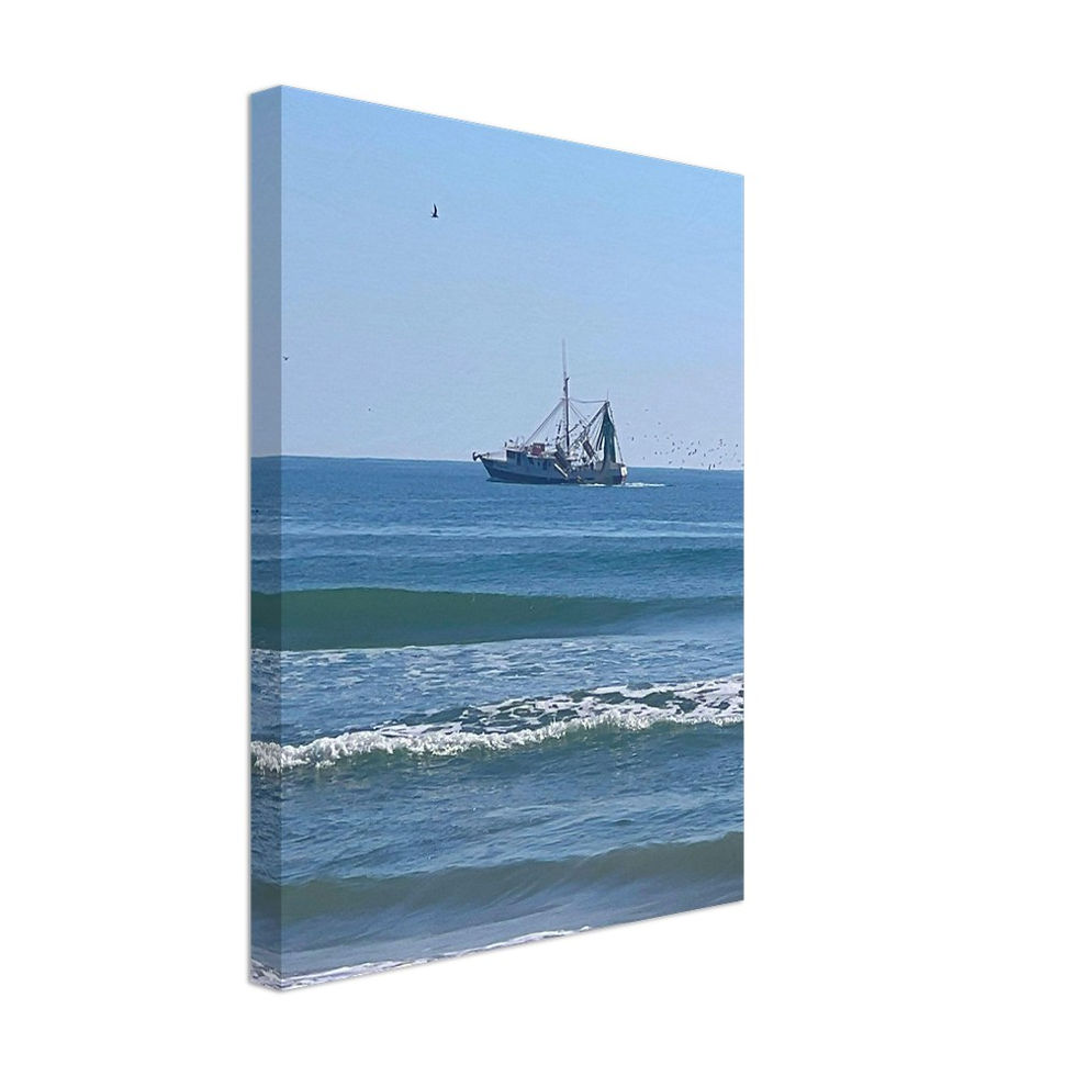 Surf City NC Fishing Boat on Canvas