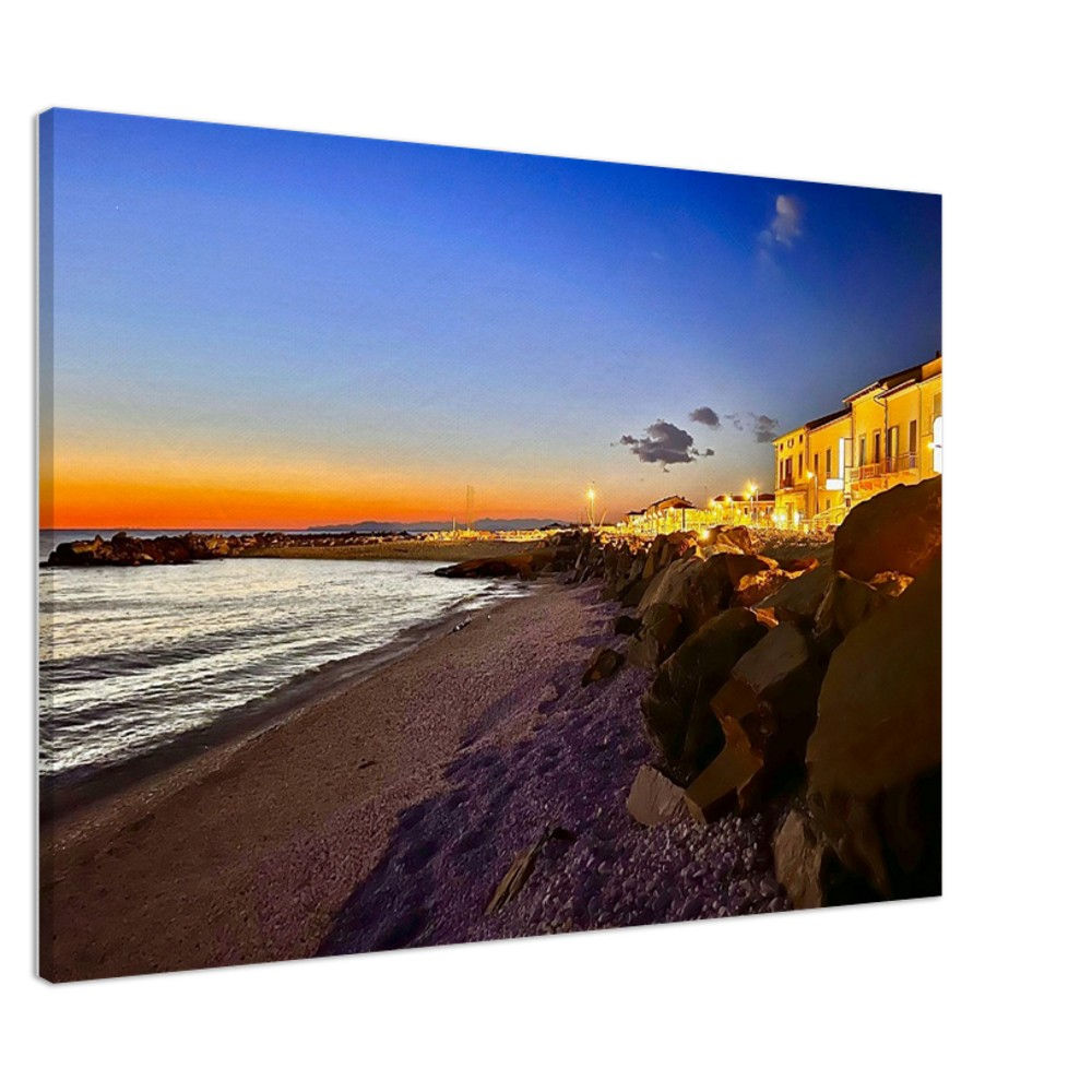 beautiful orange sunset over the beach at Marina Di Pisa Italy