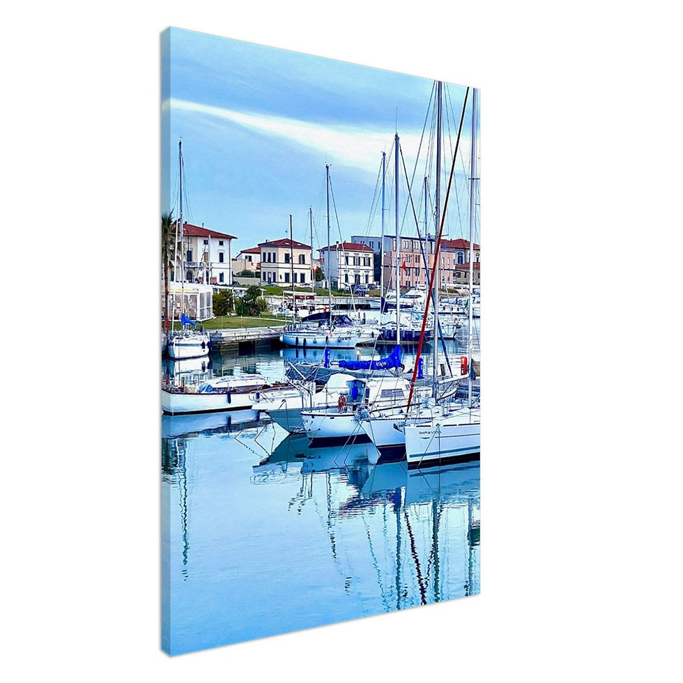 Boats in the Marina and beautiful shades of blue Pisa, Italy