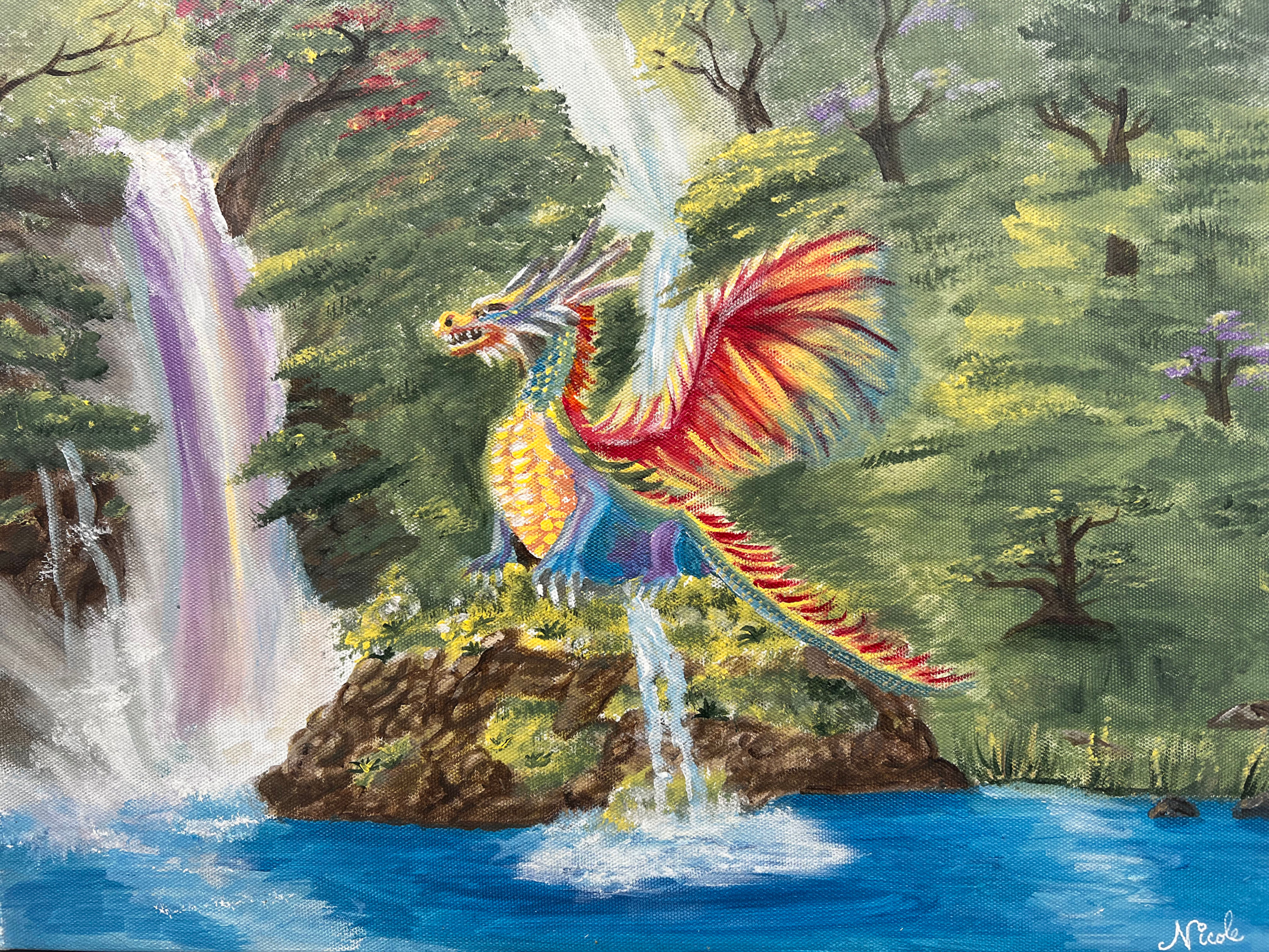 Mystical Dragon Acrylic on 12x16 Canvas