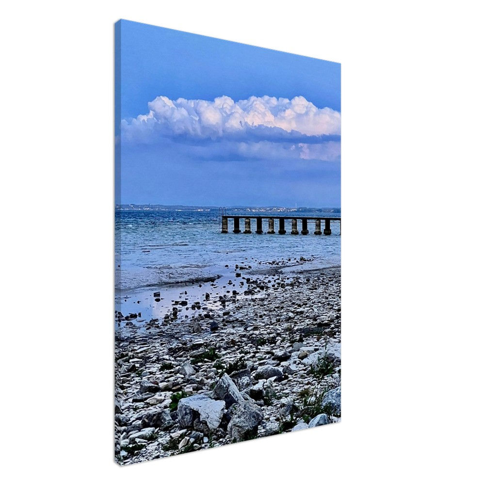Rock Beach at Lake Garda on Canvas