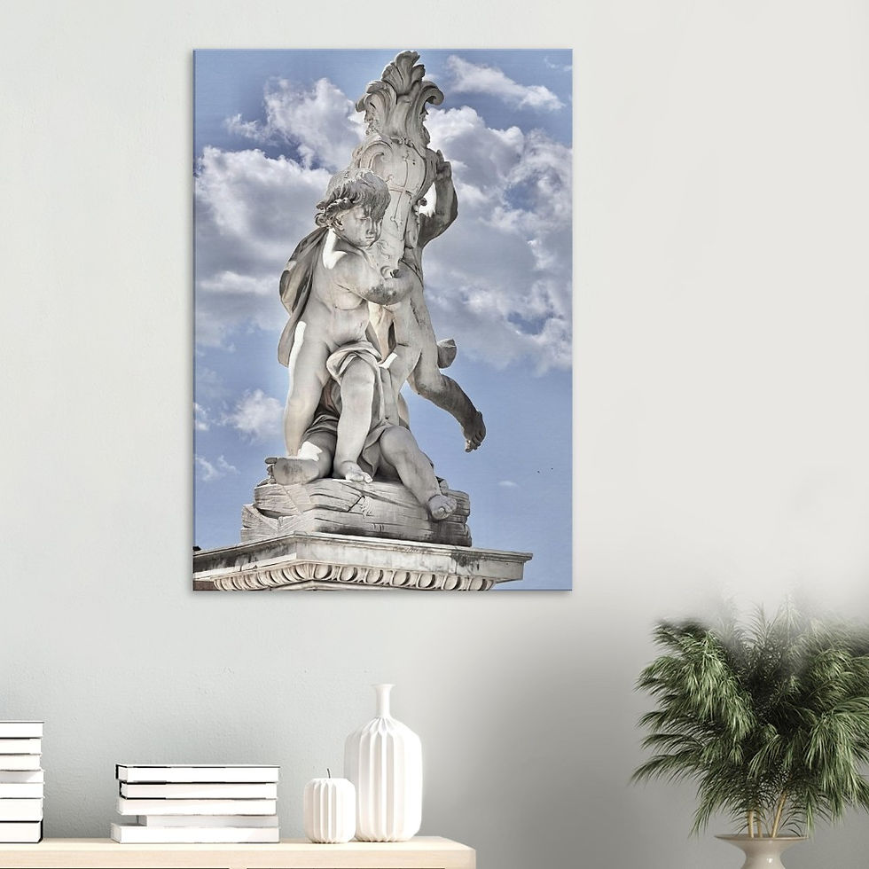 Cherub statue under a light blue sky Italy