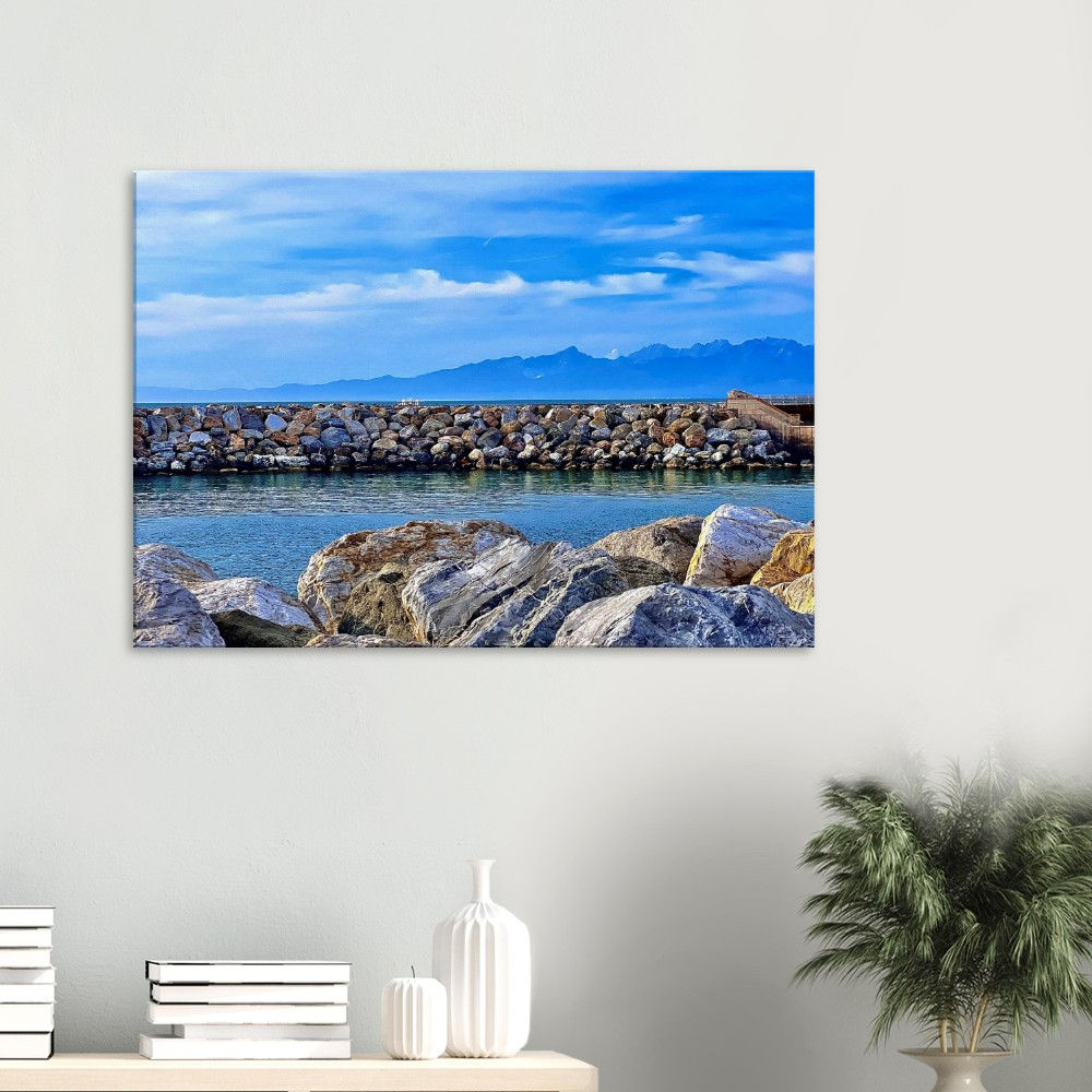 Mountains over the Marina on Canvas