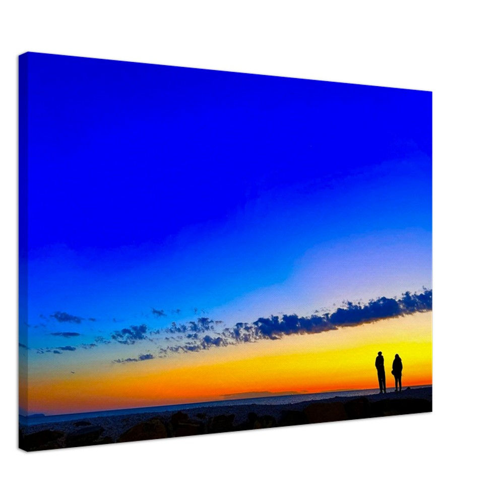 Couple at Sunset on Canvas