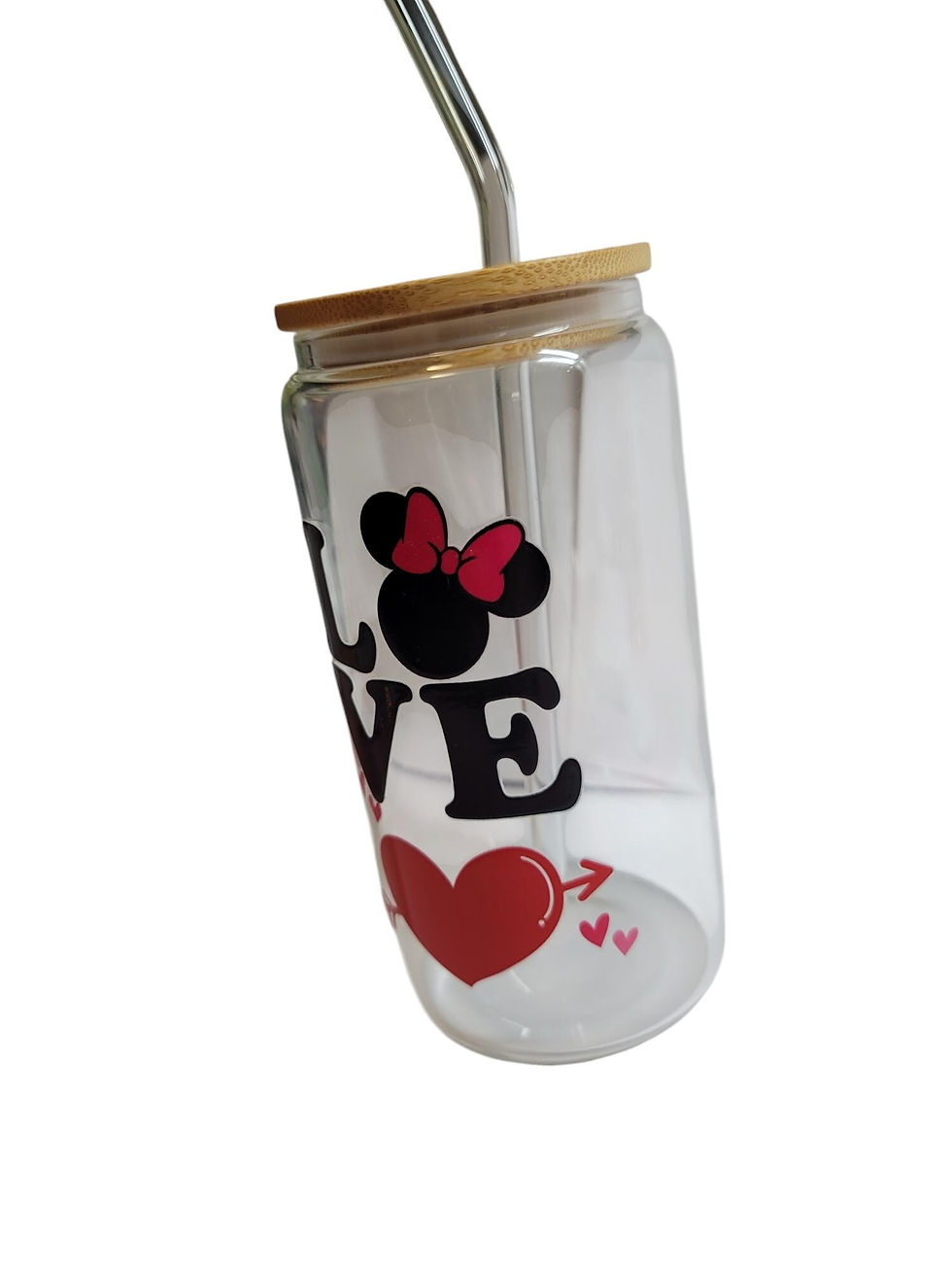 Thumbnail: Mouse Love Iced Coffee 16oz Glass Tumbler with Straw & Bamboo Lid