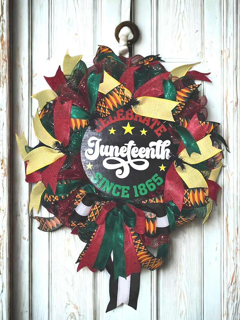 Juneteenth Wreath, Celebrate Since 1865, Summer Door Decor