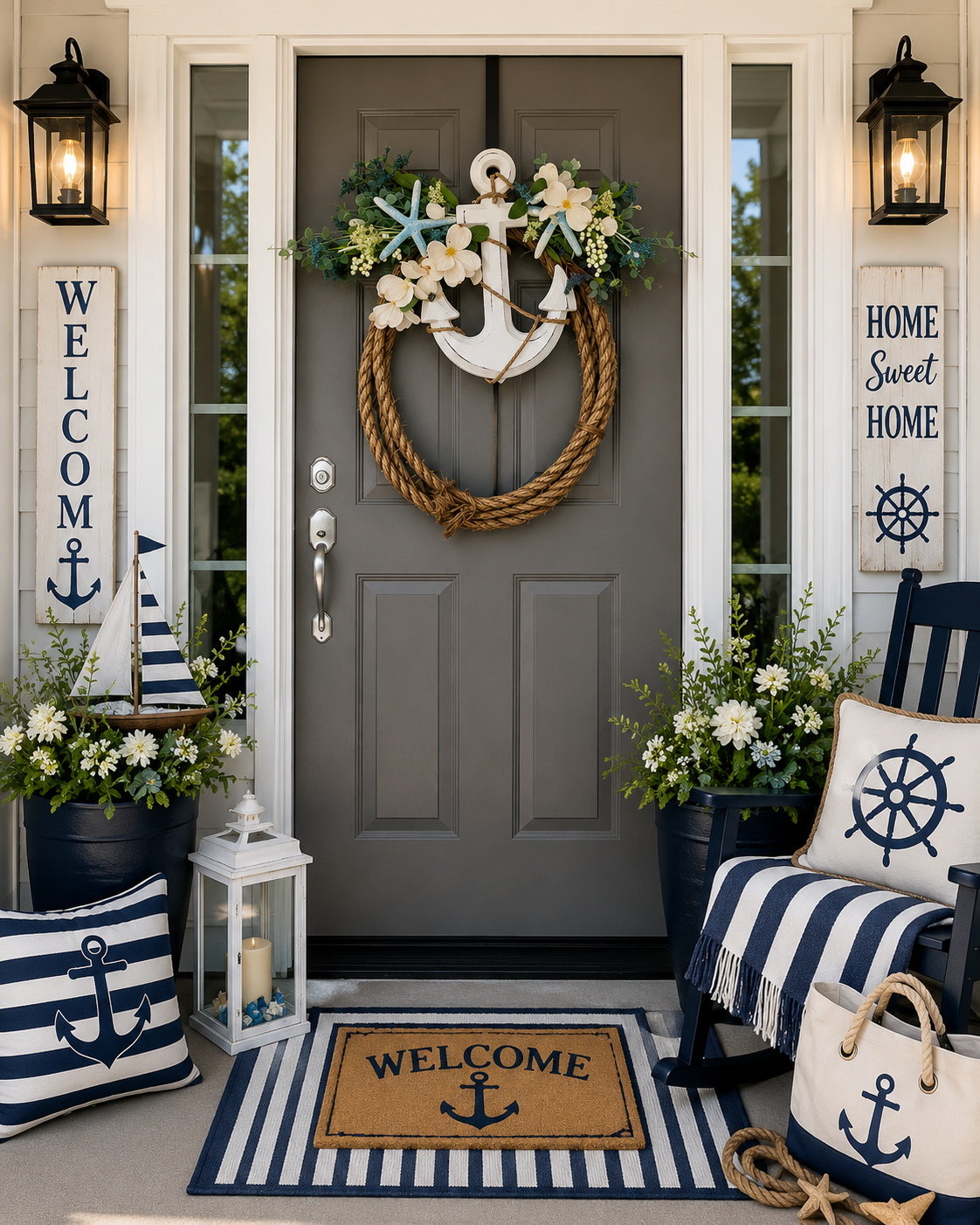 Anchor Rope Wreath: Beach Summer Decor (18-Inch)