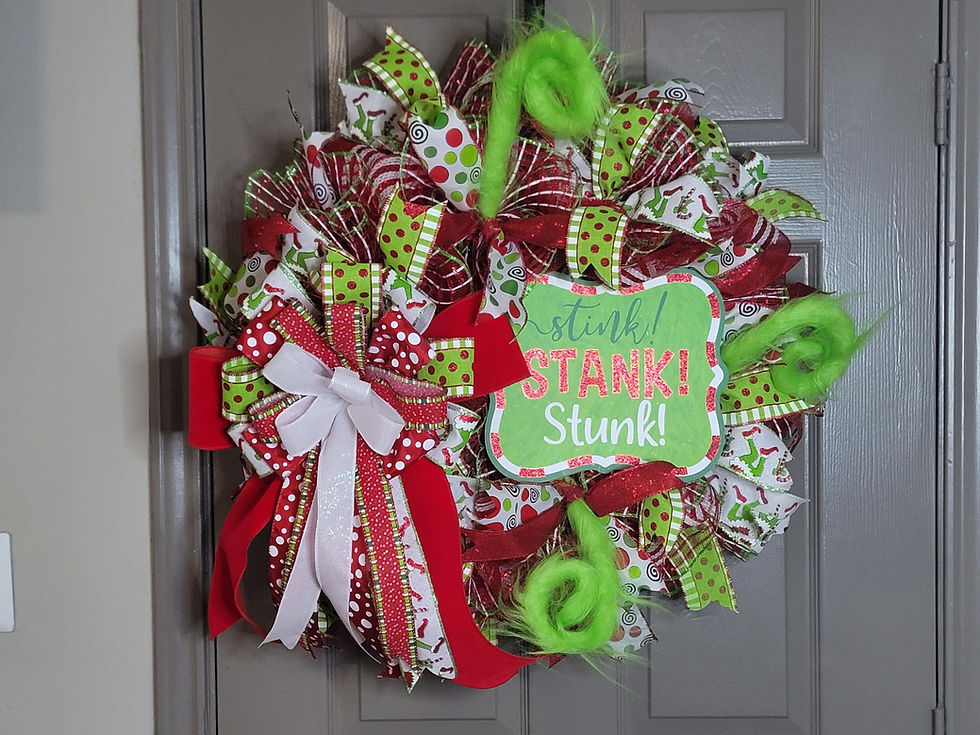 Thumbnail: Grinch Christmas Wreath, Green Monster, Lime Green & Red